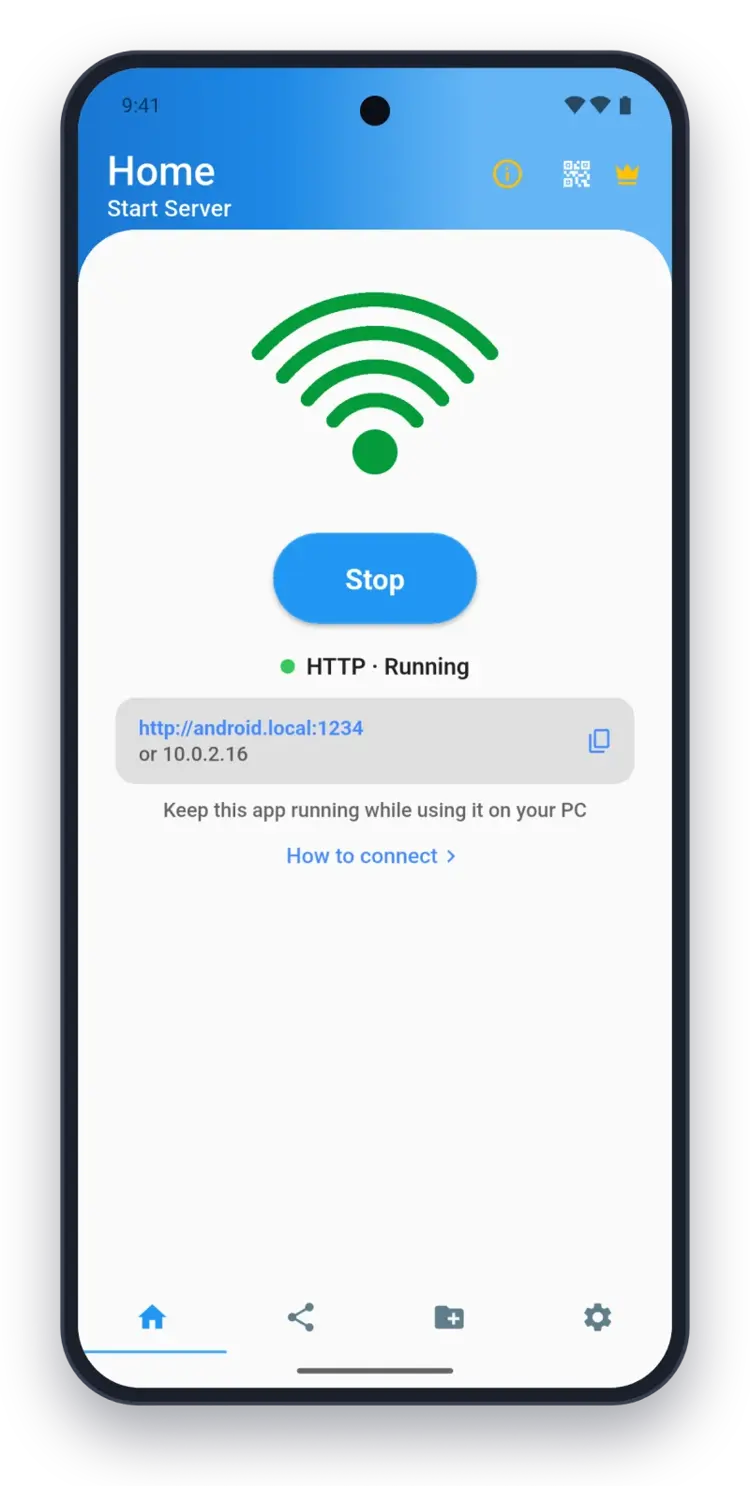 Your phone's files in any browser